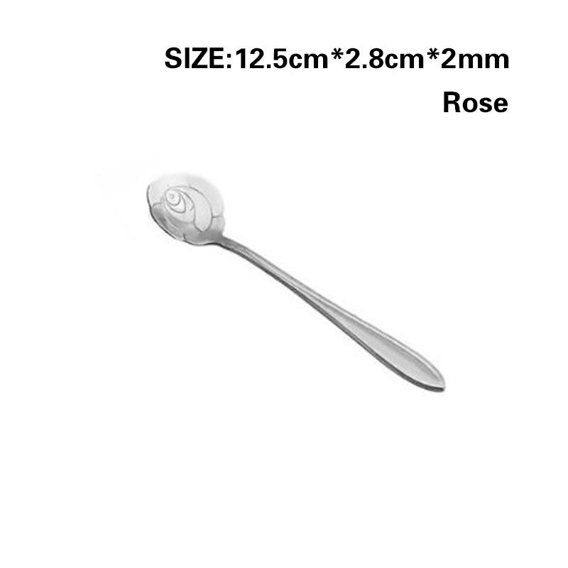 Creative Flower Spoon Stainless Steel Tableware Spoon Dessert Spoon Milk Tea Coffee Spoon