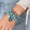 Women Beaded Bracelet Vintage Boho Style Handmade Leather Stretch Bracelet Fashion Vacation Men Accessories 5-piece Set
