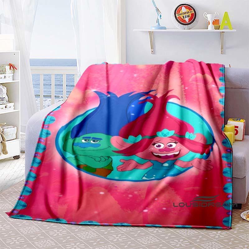 The Kawaii PoppyTrolls World Tour Themed Flannel Blanket Is Perfect for Kids, Teens, and Fans. It's a Great Bed Blanket or Sofa