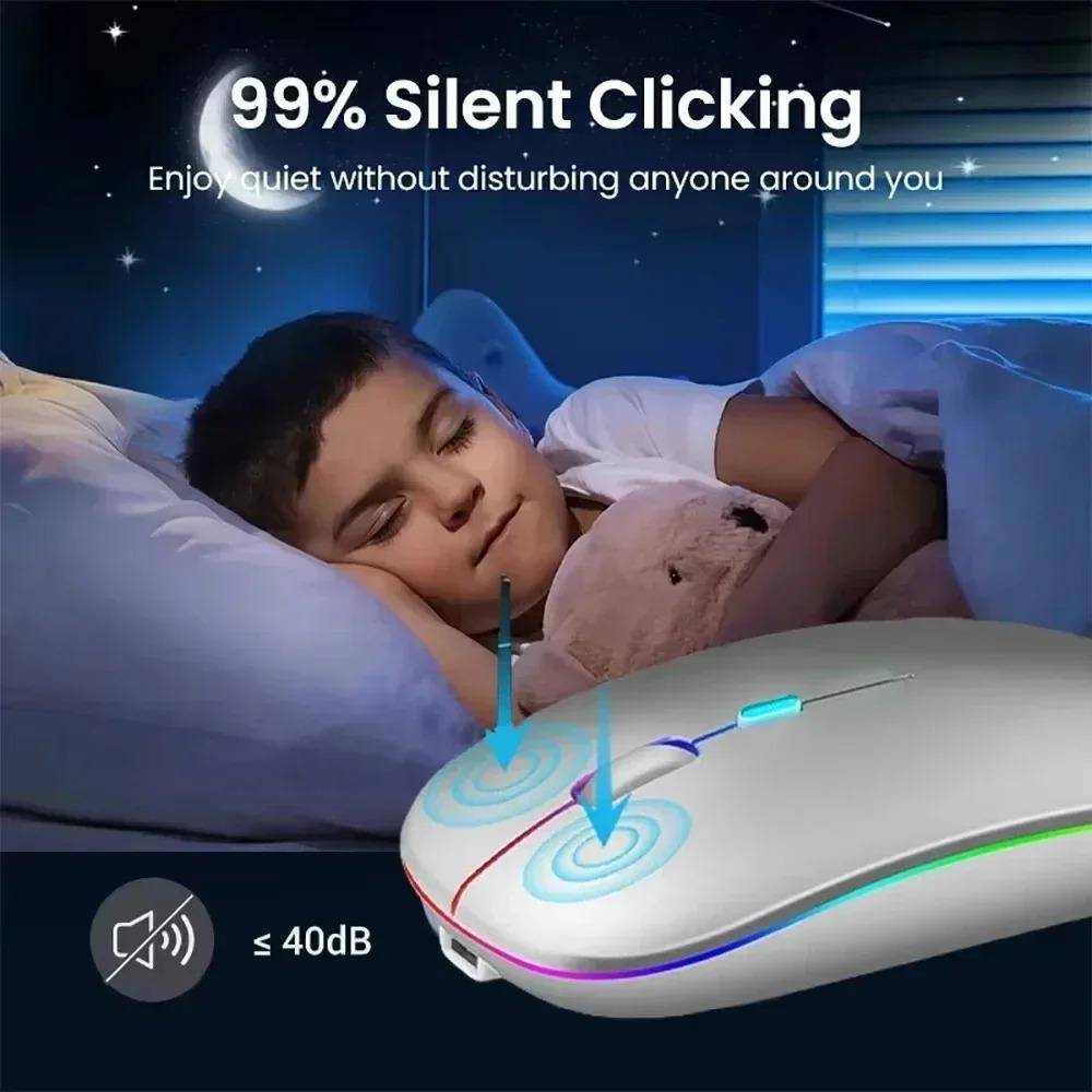 Dual Mode 2.4G Wireless Mouse Bluetooth Mouse RGB Backlit Gaming Mouse Rechargeable Mouse Ergonomic Mice for PC Laptop Tablet