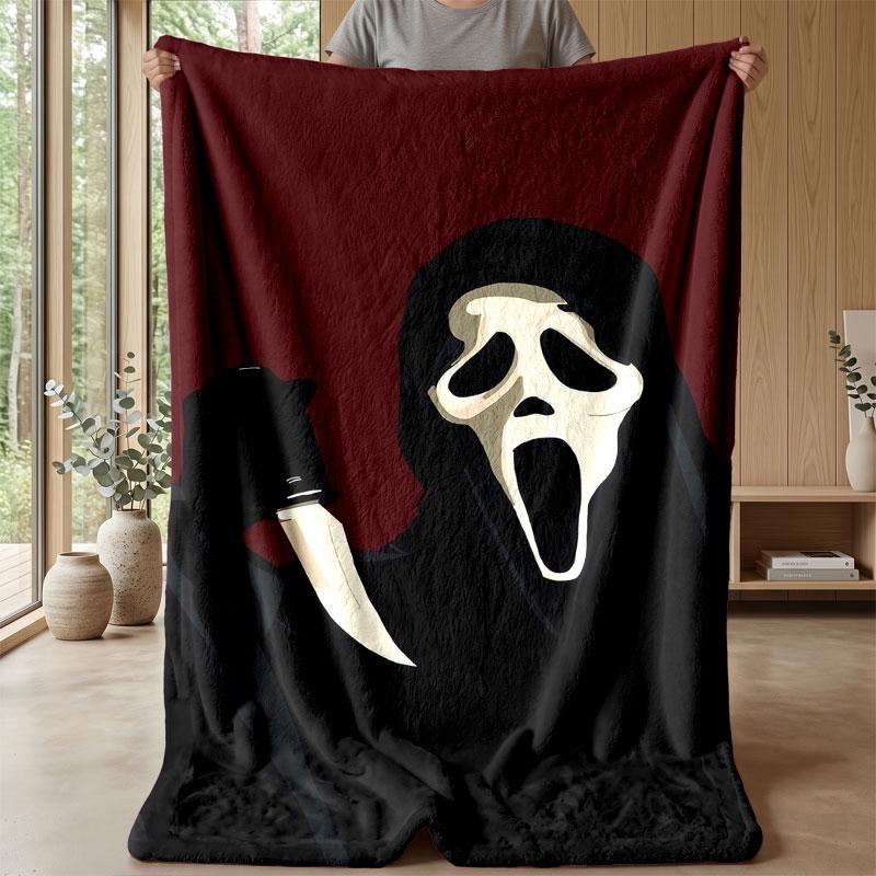 Soft Flannel Blanket Lightweight Cozy Bedroom Living Room CoverScream Ghostface