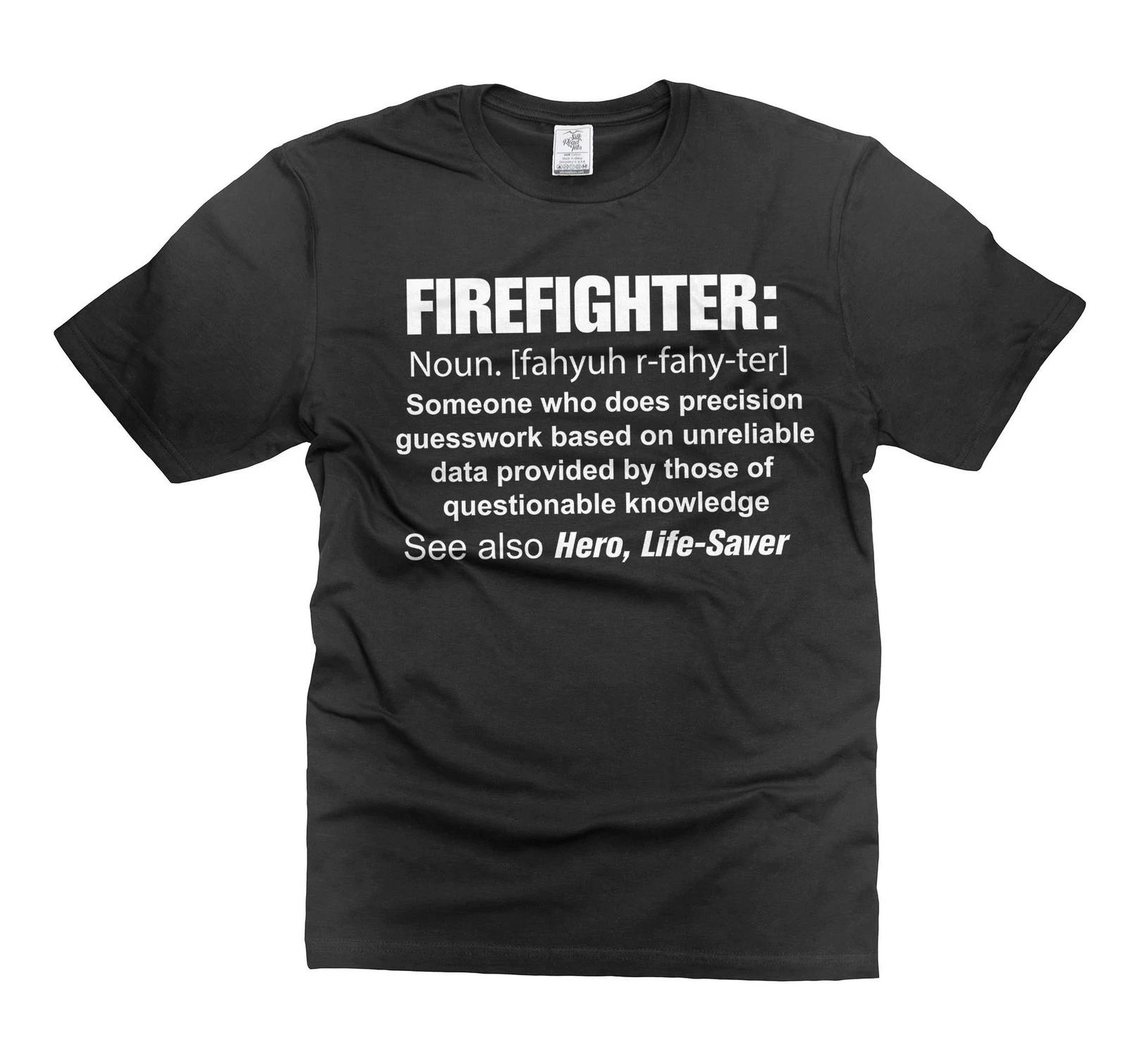 Mens Firefighter T-shirt Firefighter Definition T-Shirt Firefighter Hero Shirt M