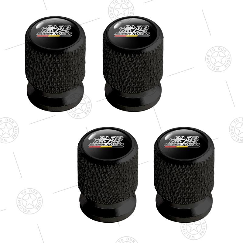 4pcs Mugen Power Typer Logo Car Wheel Tire Valve Caps Air Stem Aluminum Accessories For Honda Civic Fit Jazz Accord Inspire City
