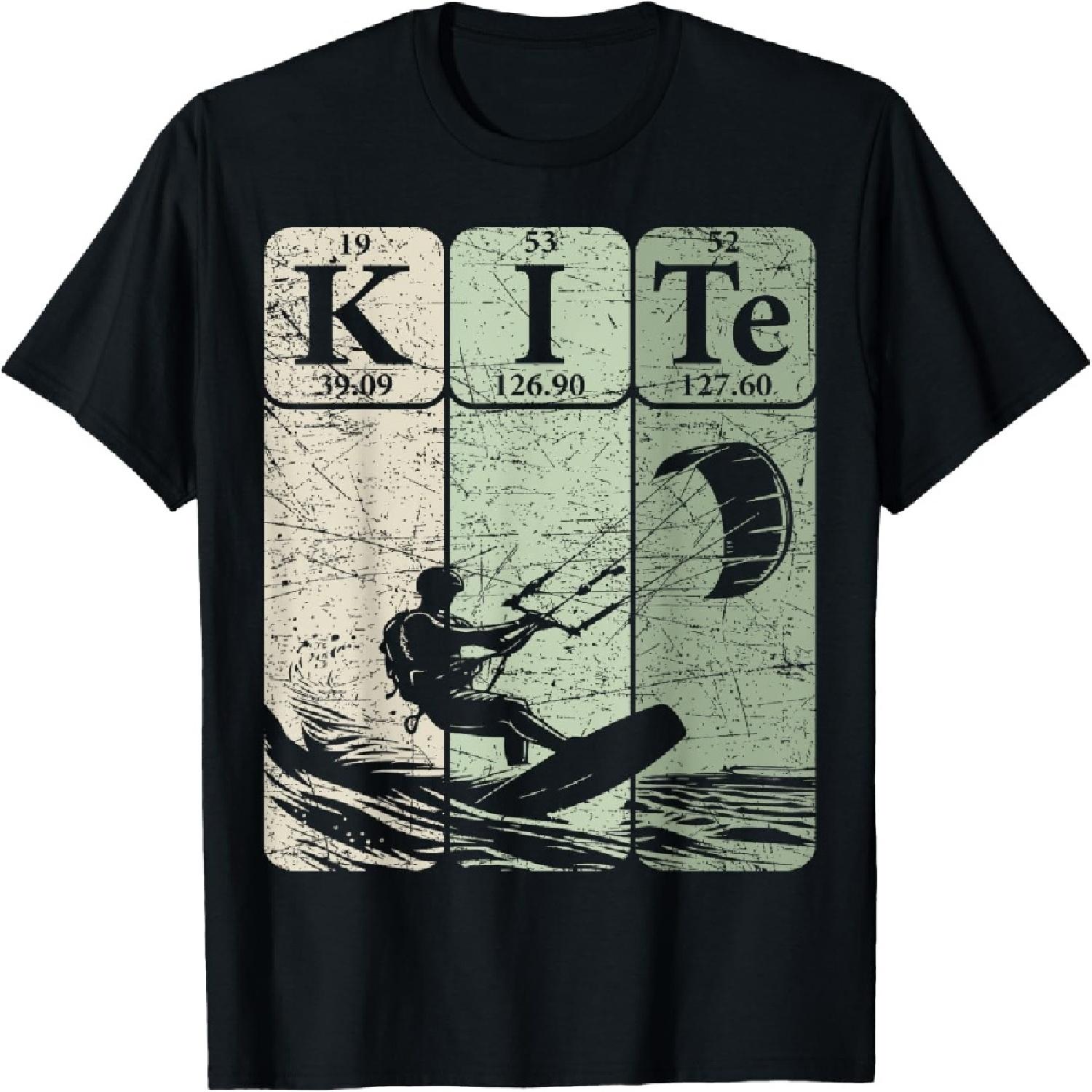Kitesurfing Periodic Table Elements Kiteboarding Retro T-Shirt(10) S