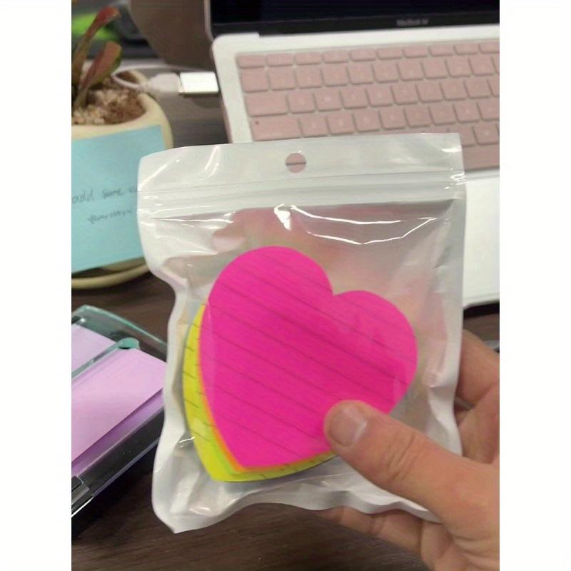 8pads 30sheet/pad Heart-Shaped Lined Sticky Notes - Vibrant Colorful Reminders for Tips, Self-Adhesive Memo Pads