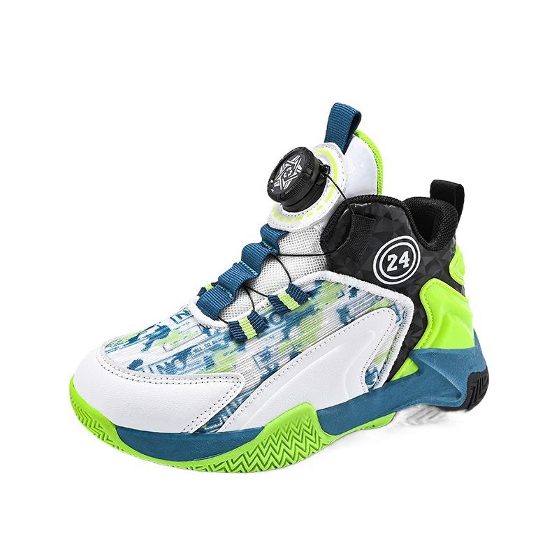 2025 new rotating buckle children's basketball shoes casual street sports style boys and girls foreign trade sports shoes