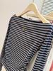 Korean Striped One-Shoulder Long-Sleeve T-Shirt: Women's Fashion 2025