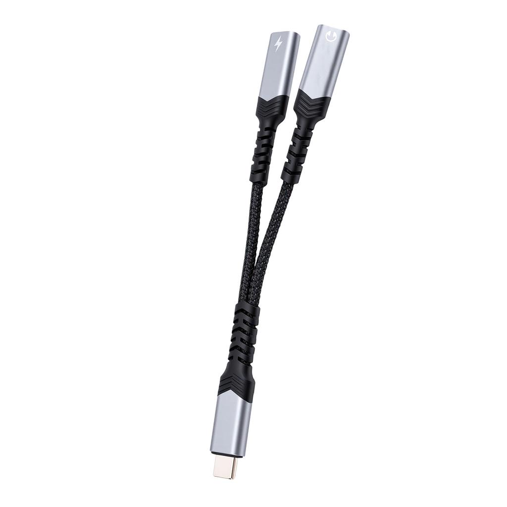 Type C Splitter 1 In 2 Out Type C Audio Adapter with PD 60W Fast Charging Dongle Cable for Wired Headphones