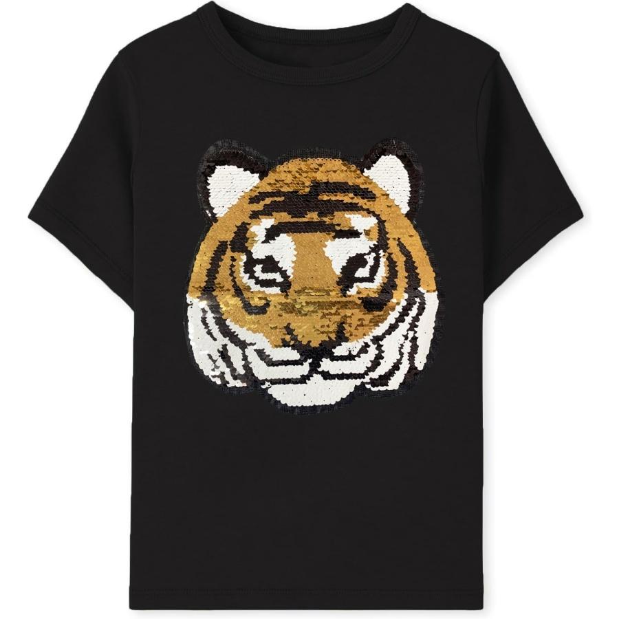 

Mrocioa Toddler Boys T-Shirt Flip Sequin Tee Dinosaur Short Sleeve Shirt Truck Cotton Tops XXXXXL чорний