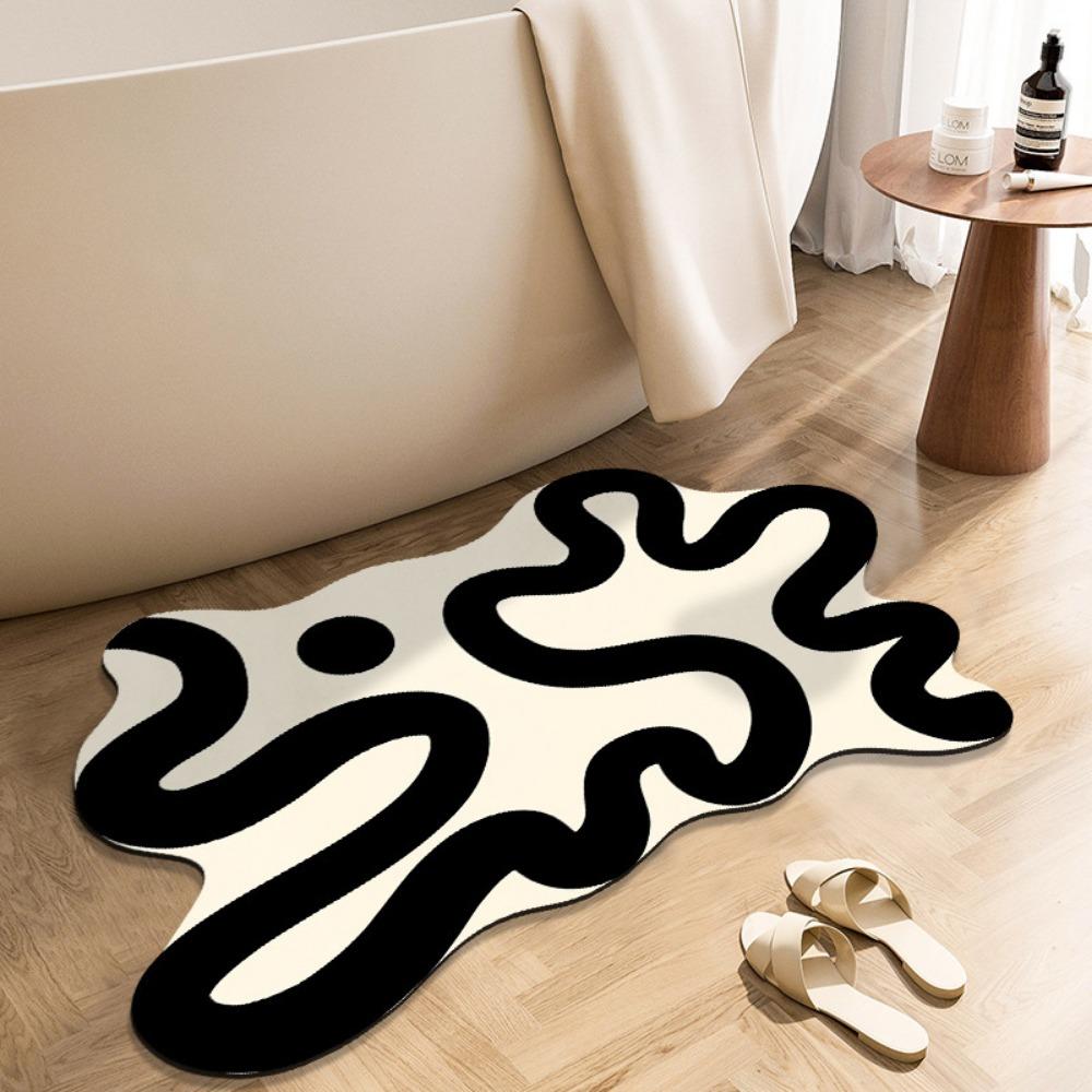 Irregular Simple Printing Bathroom Thickening Mat Bath Non-slip Carpets In Wash Basin Bathtub Side Floor Rug Shower Room Doormat Memory Foam 3D Pad