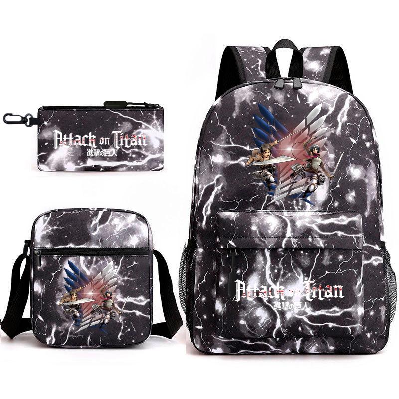Attack on Titan Teen Anime Rucksack Attack on Titan Schultasche Dreiteiliges Set