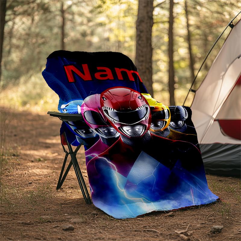 Personalized Custom Name Blanket - Mighty Morphin Power Rangers Print Design,Blanket for Sofa,Bed,Travel,Camping - Soft and Warm, Great Gift