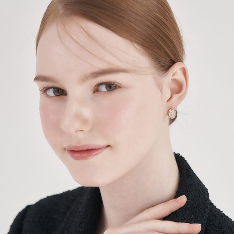 ELLE Jewelry 14K GF Ballroom Round Stone One-Touch Earrings ELGPEE549