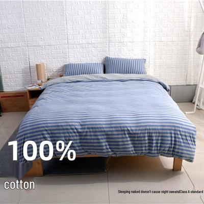 Class A Bamboo Cotton Striped Duvet Cover, Japanese Knitted, Bedding for Single/Double Beds