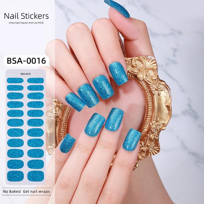 Gel Nail Wraps Solid Color Gel Nails Stickers Semi Cured Nails Polish Wraps Gel Nail Strips DIY Nails Art Decoration