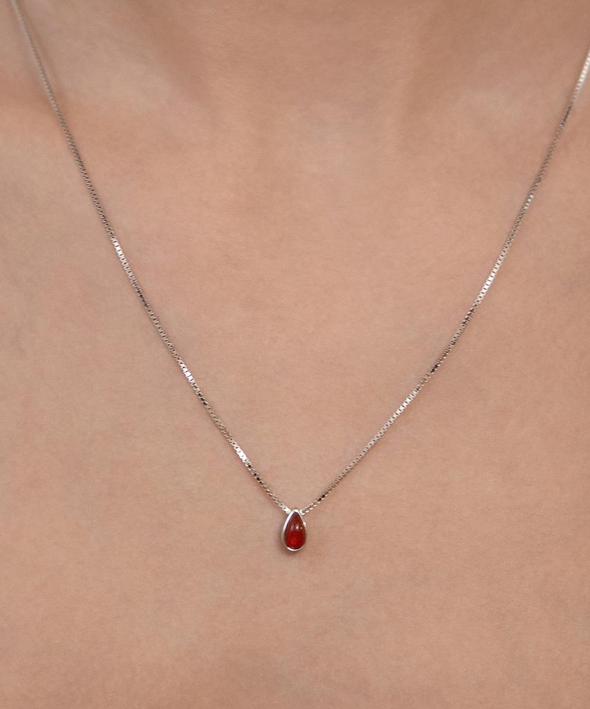 Tatiana (Silver 925) Mini Waterdrop Pendant Necklace Nz2516 Red