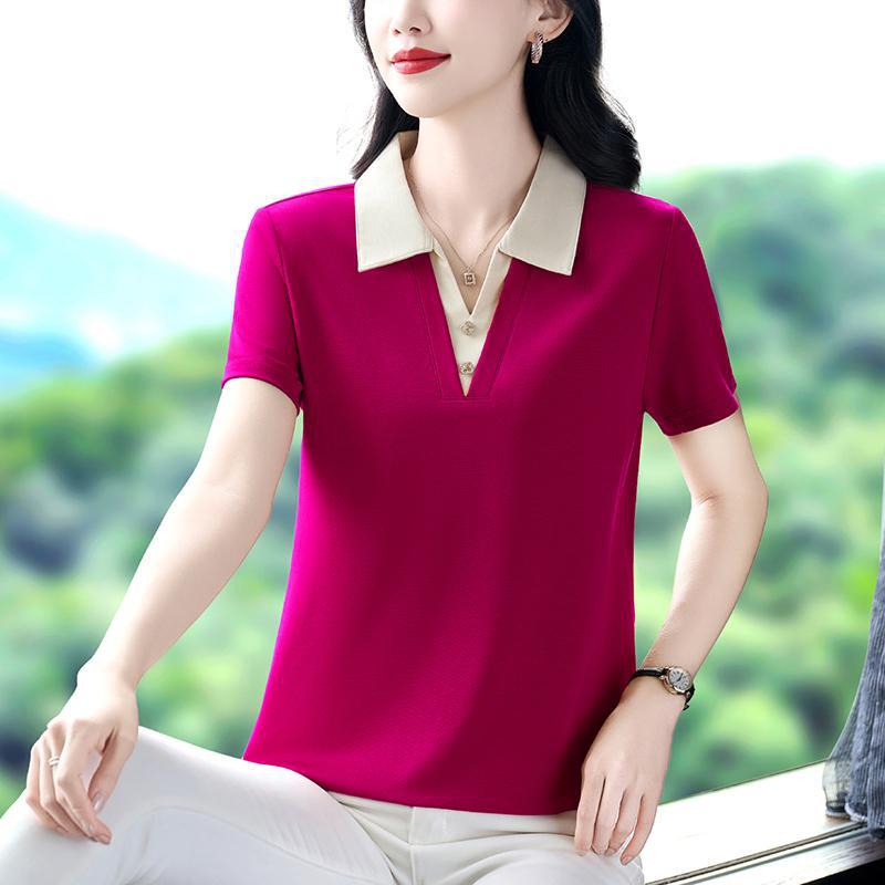 

2026 Summer Short-Sleeve Women s Top: Mature Style, Loose & Slimming, Versatile for Commuting 4XL
