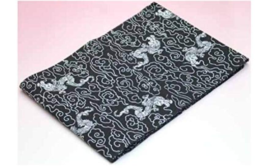 print Japanese tenugui with a dragon Dragon tenugui for good luck and prosperity in All-over (hand towel) pattern Black. (hand towel) business.