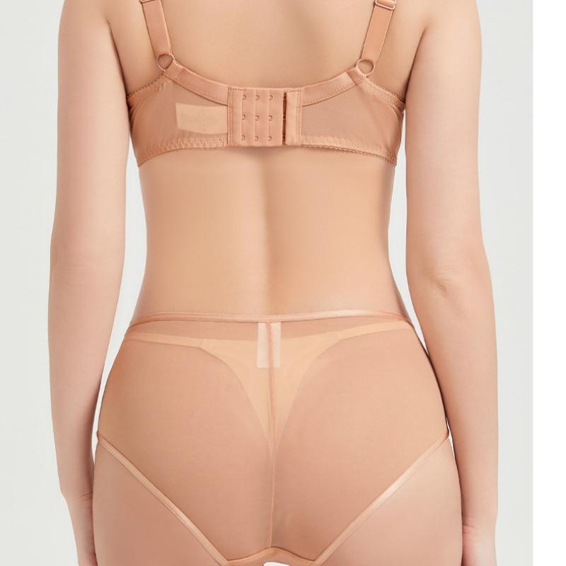Large Size Thin Bra Set Large Chest Small Lace Bra Full Cup Women's Bra