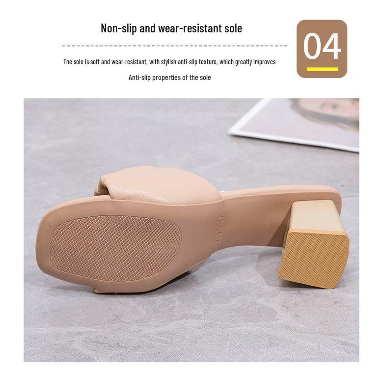 Women's High Heel Chunky Square Toe Mules - 2022 Spring/Summer Korean Style Trend