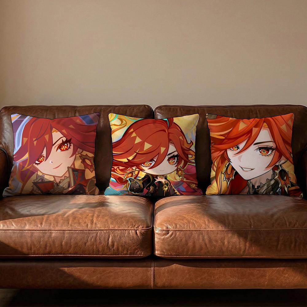 Genshin Impact Mavuika Cushion Cover Soft Reversible Durable Pillow Cover MultiScene Use for Home Car Daily Comfort