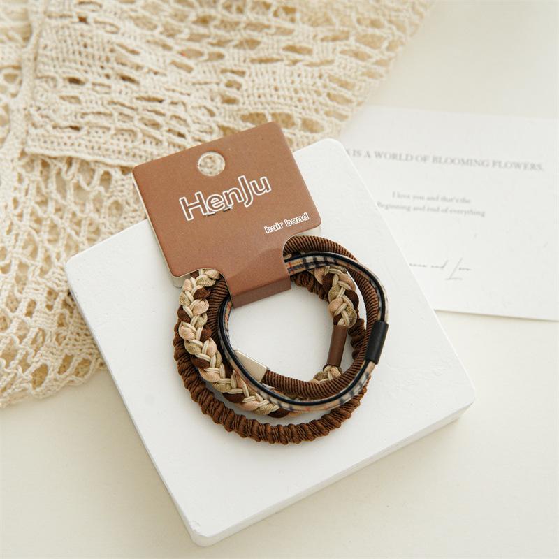 Vintage Coffee Color Rubber Bands For Women Fashion Elastic Hairbands Headbands Ponytail Hair Ropes Hair Loop Girls Hair Accessories