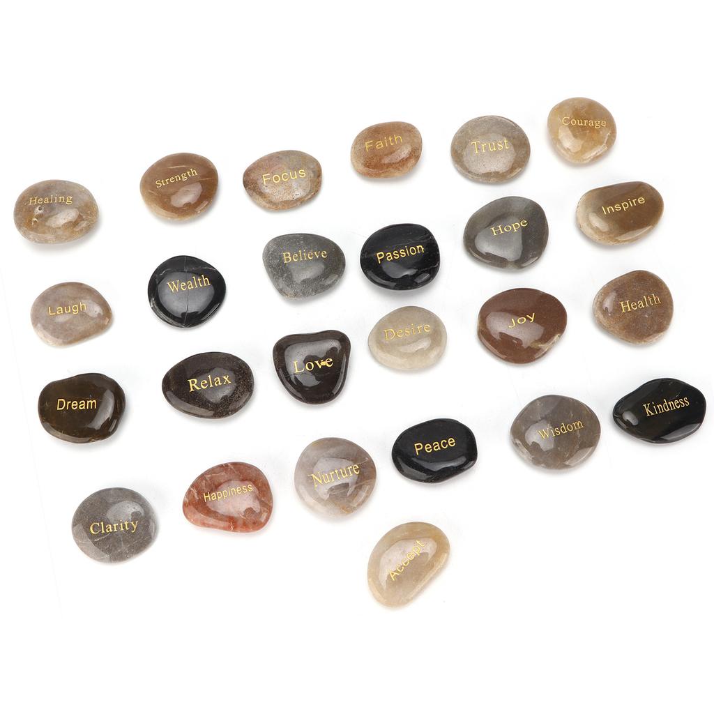 Pebbles Natural Polished Lettering Stones Small Decorative Ornamental River Rocks for Meditation Divination