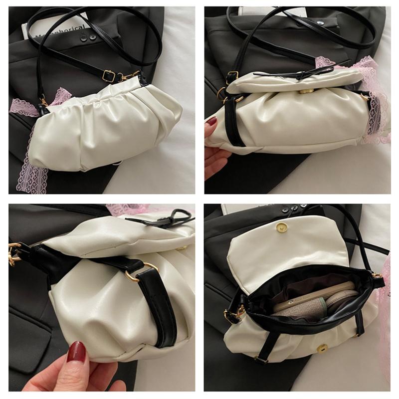 Y2K Sweet Ballerina Inspired Women's Crossbody Bag Fashion Soft Pink Bow Decor PU Leather Shoulder Bag for Commuting, Dating, Casual Outings CLE