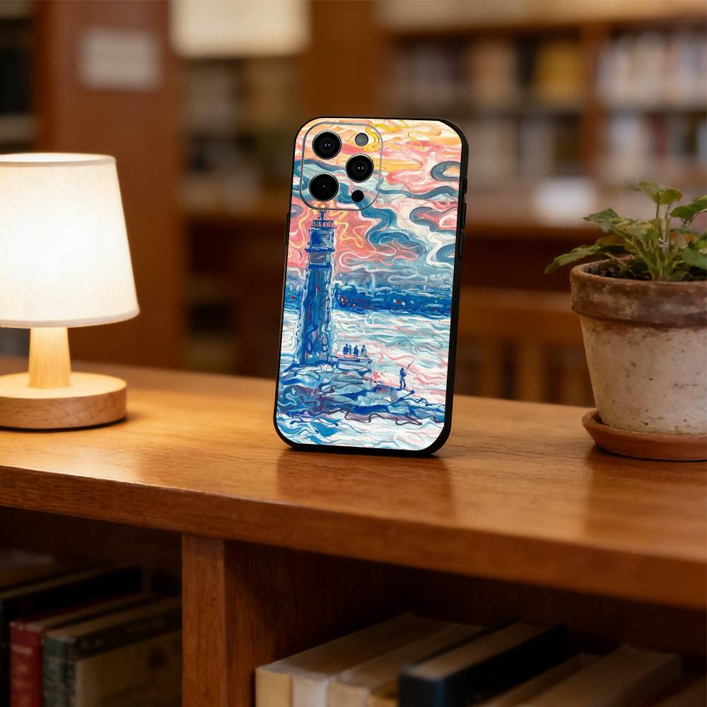Art oil painting of a lighthous Phone Case For iPhone 17, 16,15,14,13,12,11 Plus,Pro Max, Others Soft Black Cover