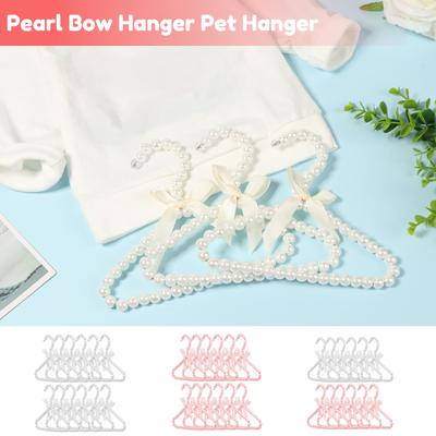 8/12Pcs Pearl Hanger Bow Tie Beads Kids Adult Clothes Bride Hanger Dress Wardrobe Closet Storage Dry Rack for Baby Girls Boy