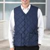 Men Autumn Winter Down Padding Vest with Pocket Button Closure V-Neck Solid Color Cold-proof Sleeveless Jacket Vest