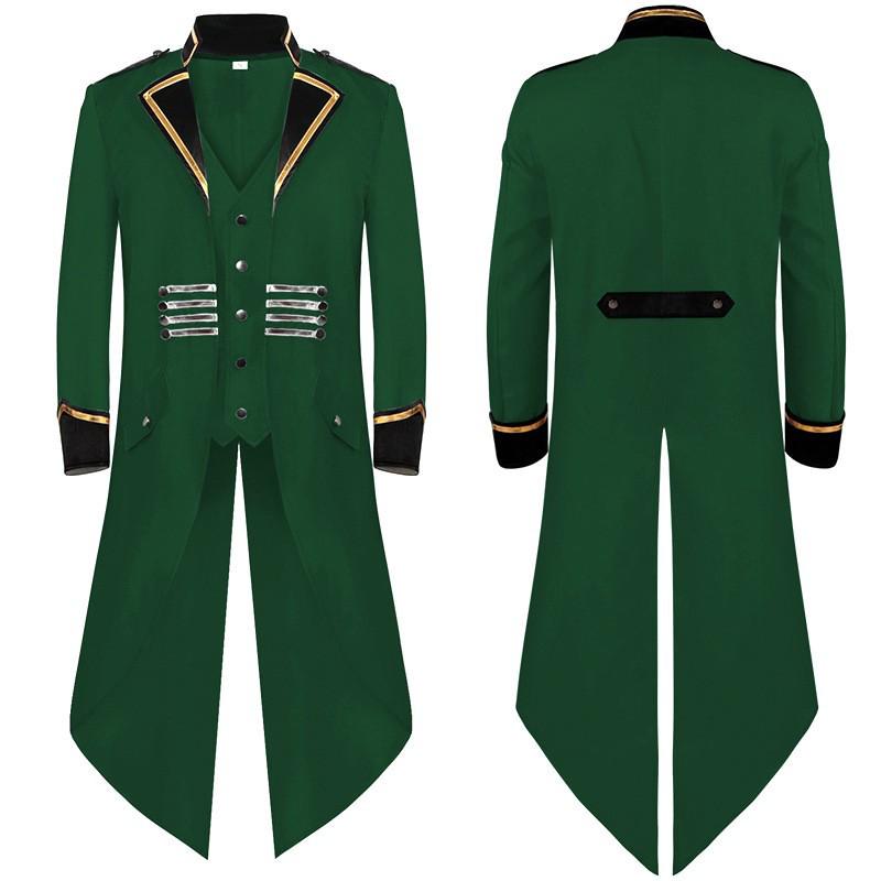 2025Wish Men's Medieval Gothic Swallowtail Coat - European & American Retro Punk Style
