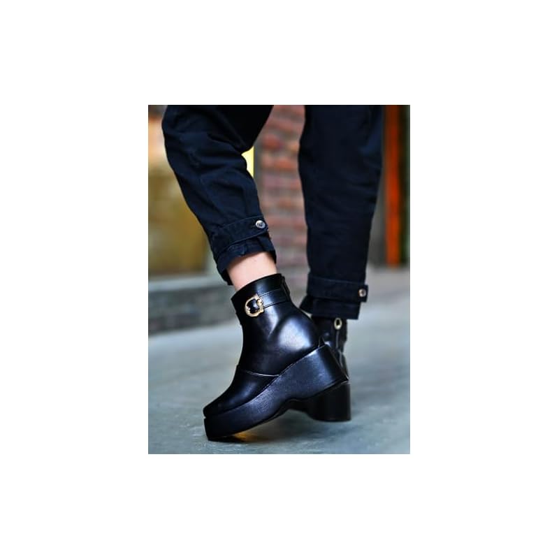 Shoetopia Ankle Length Black Boots For Women /Eu37