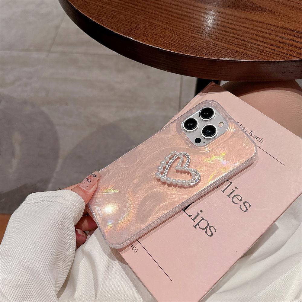 Feather-patterned, Simple Solid Color Case for Apple 13/14 Pro Max, Huawei Mate 30/60 Pro, and P60 Heart-shaped Design