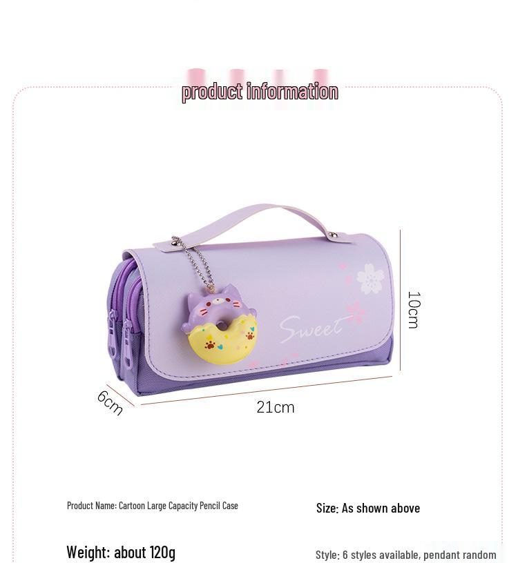 Double Layer Heart Canvas Pencil Case for Primary School Students