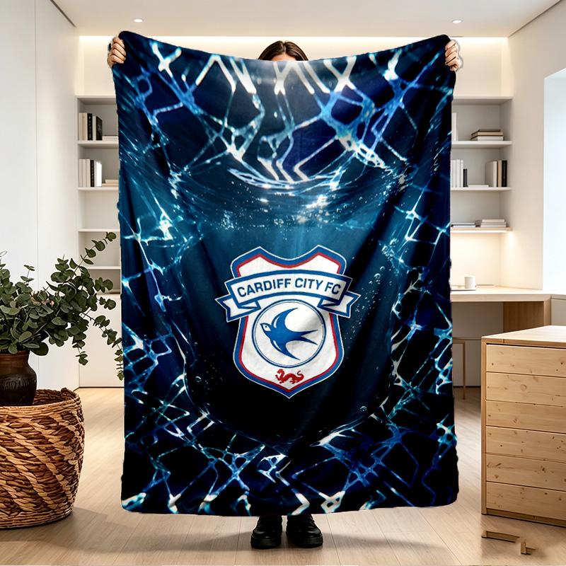 Cardiff City FC Spausdintas pledas - Minkštas ir patogus, miegamajam, kelionėms, sofai, namų dekoravimui - Gimtadienio Kalėdų dovana draugui