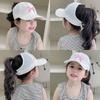 New Sweet Kids Ponytail Baseball Caps Candy Color Quick Drying Adjustable Visor Cap Summer UV Protection Hat Outdoor Travel Caps