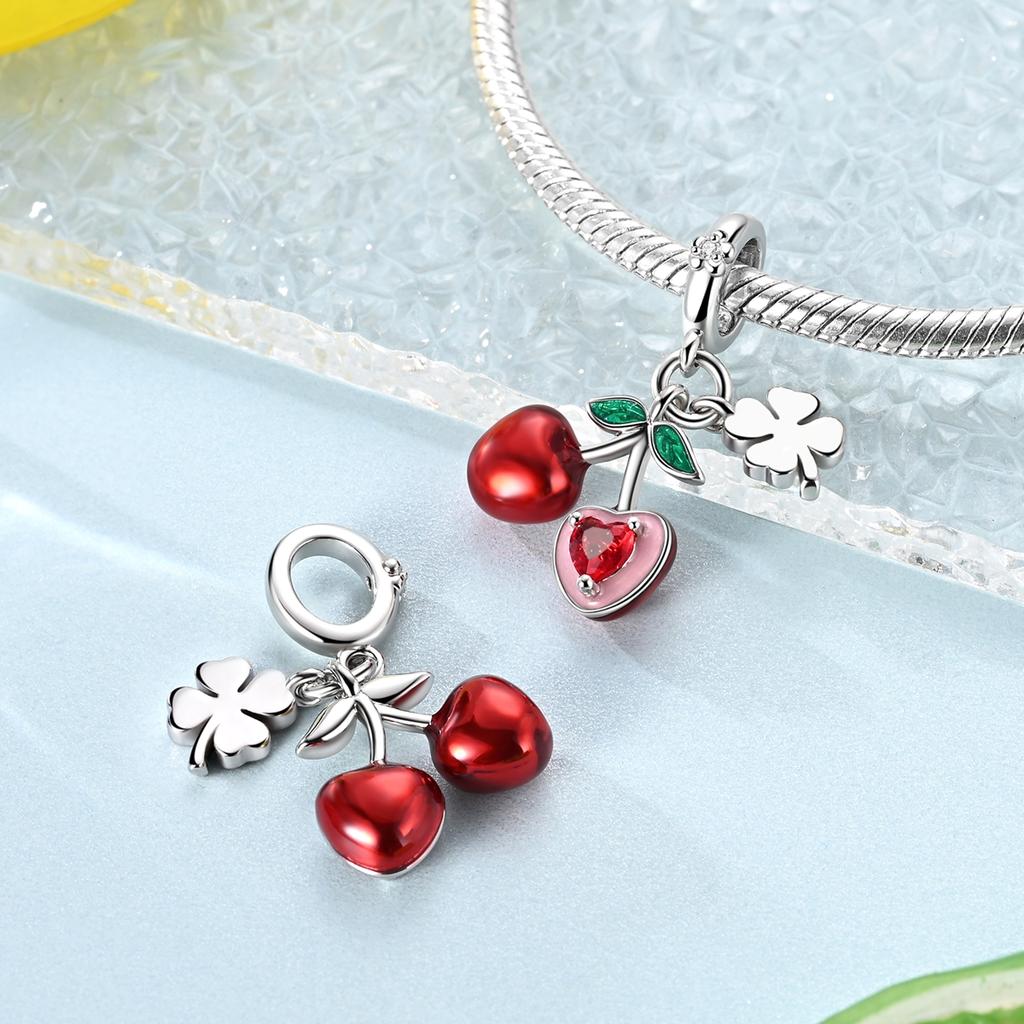 Fruit Series Copper Charms Strawberry Lemon Cherry Peach Fit Bracelet Diy Original Pendant Fashion Jewelry For Woman