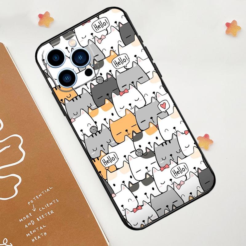 Funny Cute Cats Case For Apple iPhone 12 13 Mini 11 14 15 16 Pro Max Plus X XR XS Max Coque