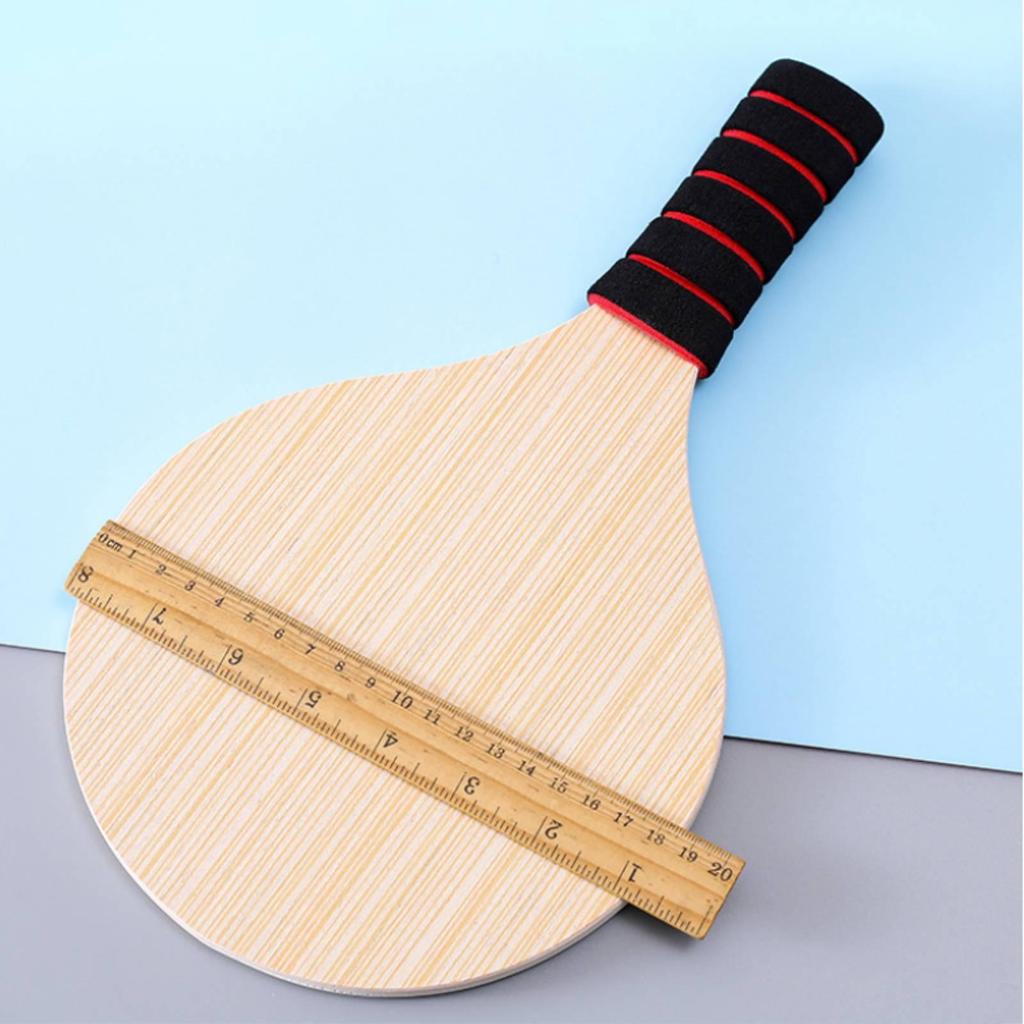 2 Pieces Wooden Paddle Set Indoor Outdoor Activity Shuttlecock Solid Wood Badminton Kit