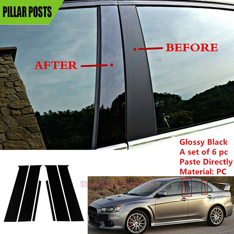 Fit For Mitsubishi Lancer Sedan 2008-2017 Gloss Black Pillar Post Window Trim Door Side Moulding Panel Sticker Cover Decoration