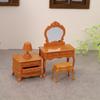 Mini Dollhouse Bedroom Set: Dressing Table, Bedside Table & Vanity for Children's Pretend Play