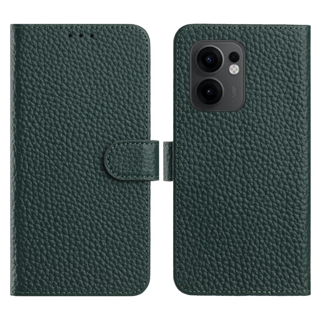 For Oppo Reno13 F 5G (Reno 13 FS 5G)/4G Case Wallet Stand Litchi Texture Genuine Cow Leather Flip Phone Cover
