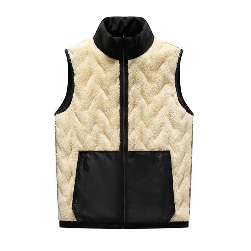 Autumn Winter Fashion Men's Vest Jacket Casual Warm Standing Collar Sleeveless Men