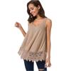 Elegant Women Solid Off Shoulder Sleeveless Lace Patchwork Blouse Shirt Tops Vest Loose For Casual Outings