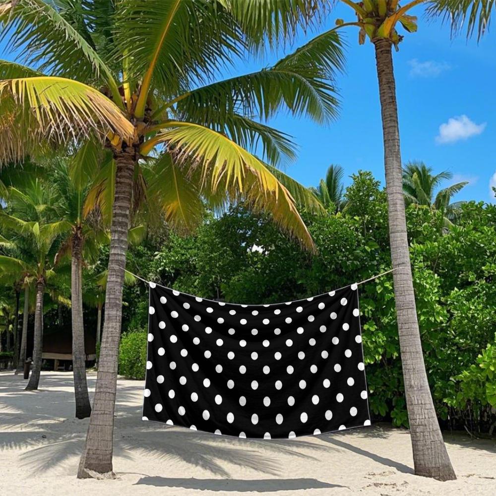 Black and White Polka Dots Quick Drying Bath Towel Microfiber Beach Towel - Light Weight Swimming Camping  Yoga Beach Out
