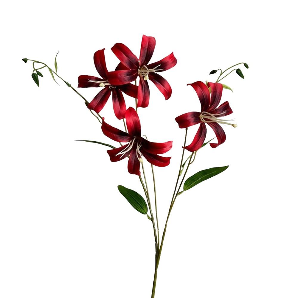 4 Heads Artificial Lilis DIY Flower Floral Arrangement Simulation Flowers Multicolor Realistic Wedding Bouquet Home Decoration