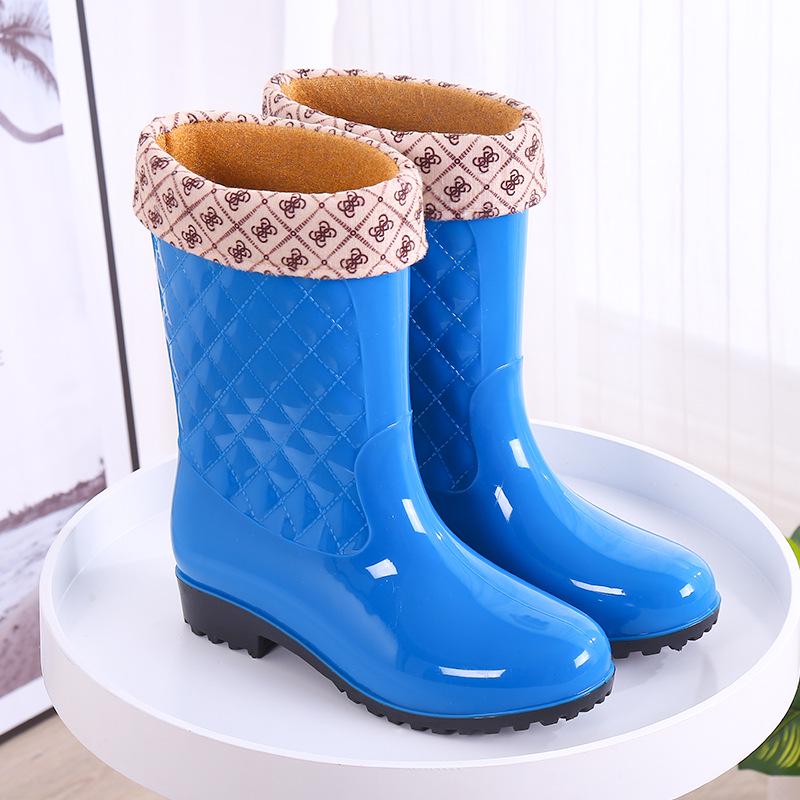 Damskie Kalosze do Połowy Łydki - Antypoślizgowe, Grubo Podeszwowe, Wodoodporne z Ciepłą Bawełnianą Podszewką na Jesień/Zimę