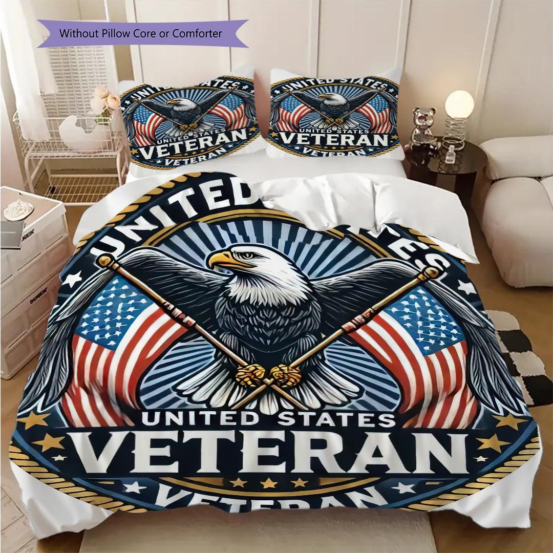 

American Eagle and Racing Flag bedding, duvet cover, pillowcase, home decoration, birthday gift (1 * duvet cover+2 * pillowcase, coreless) 135x200cm
