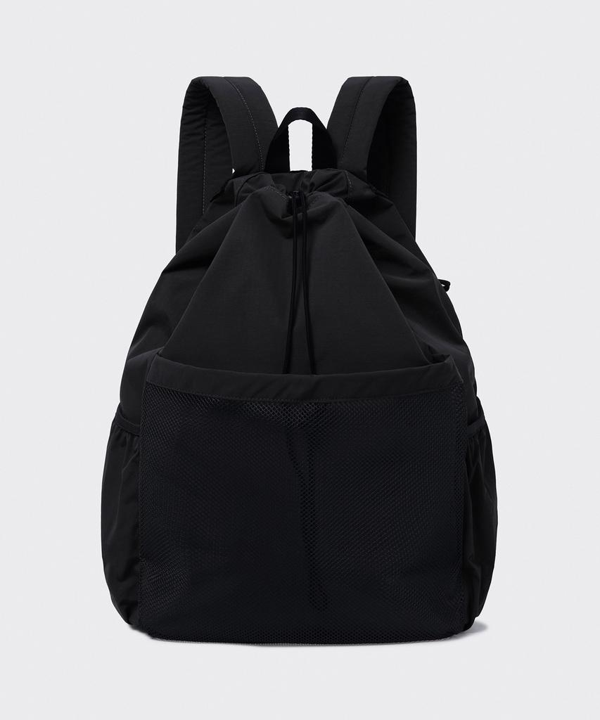 Musinsa Standard Ripstop Mesh Pocket Drawstring Backpack [Black]